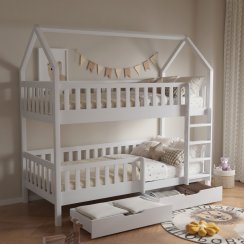 Łóżko piętrowe Montessori, białe, VENITA TYP 2
