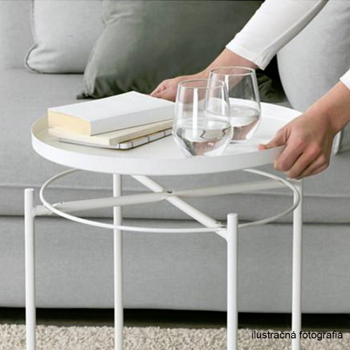Pomotna mizica s pladnjem, bela, DERIN
