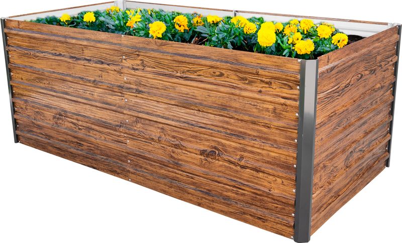 Strend Pro Garden Blumenbeet, 200x100x77cm, 3D-Design Holz, Metall, erhöht