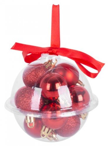 MagicHome božićne kuglice, 12 kom, 3 cm, crvene, za božićno drvce