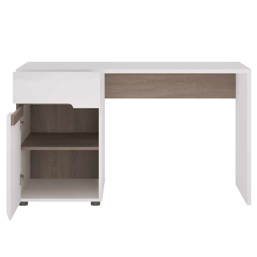 PC-Tisch, Weiß Extra Hochglanz HG/Sonoma dunkle Trüffeleiche, LYNATET TYP 80