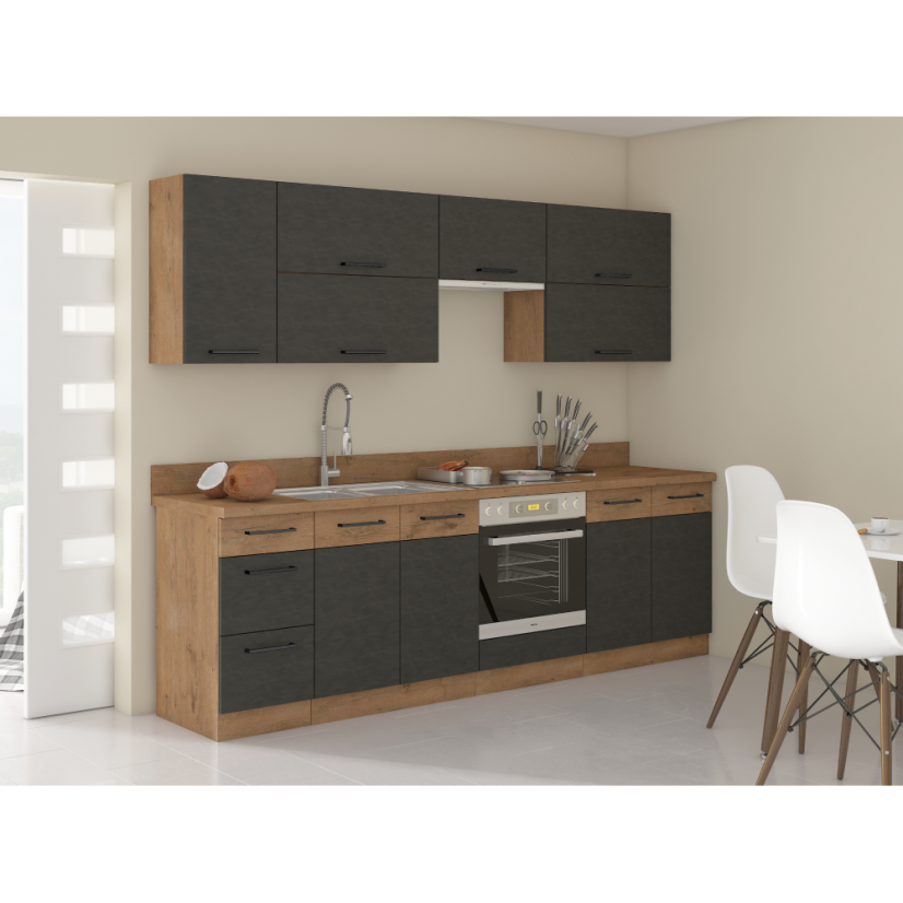Oberschrank, Eiche Lancelot/Grau matt, VEGA 50 GU-36 1F