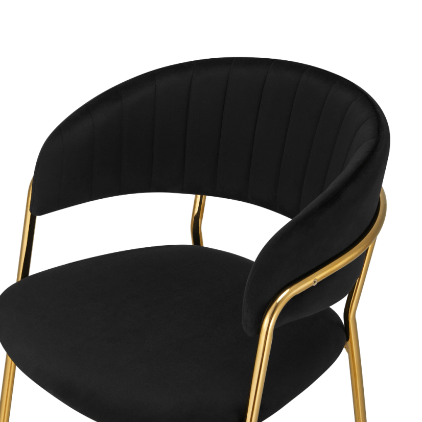Designer-Barhocker, schwarzer Samtstoff/Gold-Chrom-Gold, DASMIN TYP 2
