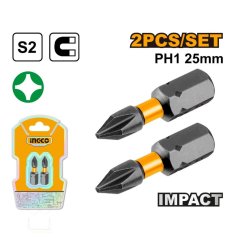 Bit cu vârf magnetic PH1, 25mm, set de 2, INGCO Industrial