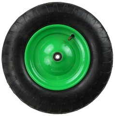 Kotač na napuhavanje s ležajevima, rupa 12 mm, promjer 39 cm, širina 8,5 cm, zeleni, s osovinom