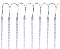 MagicHome Weihnachts-Eiszapfenkette, 288 LED kaltweiß, 8 Eiszapfen, Wasserfalleffekt, 230 V, 50 Hz, IP44, außen, Beleuchtung, L-3,50 m, ohne Adapter