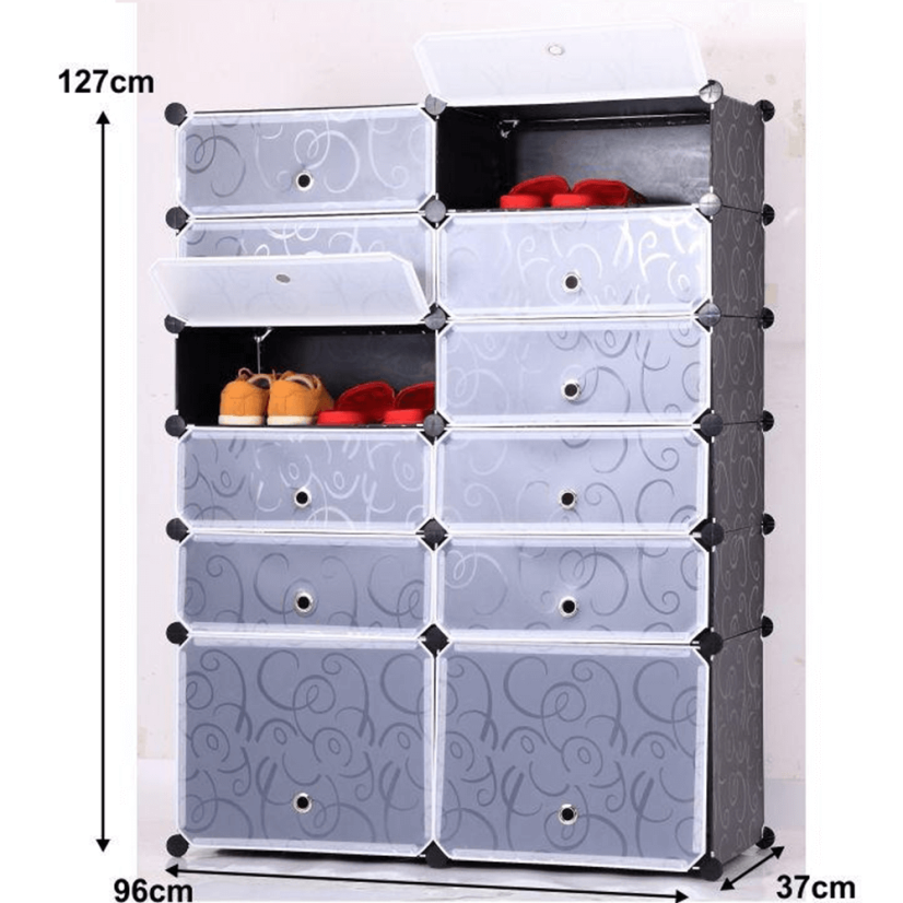 Modularer Schuh-Organizer, Schwarz/Milchweiß, BEKIM TYP 2
