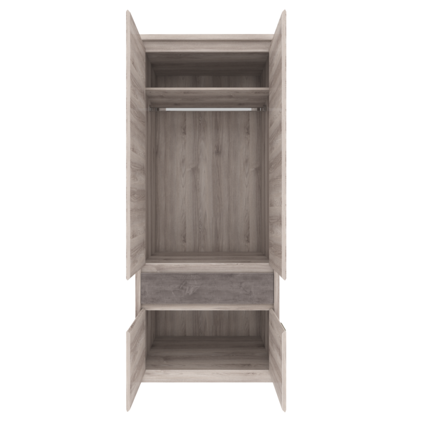Kleiderschrank 4D1S, Nairobi Kastanie/Onyx, JESI NEU
