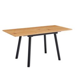 Raztegljiva jedilna miza, 120-160x80 cm, hrast/črna, DIRAN