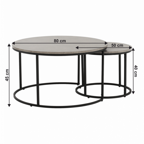 Konferenčne mize, set 2, beton/črna, IKLIN