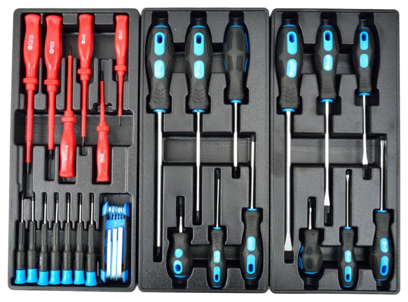 Werkzeugschrank mit 7 Schubladen, bestückt mit 272 Werkzeugen, 690x455x975 mm, GEKO