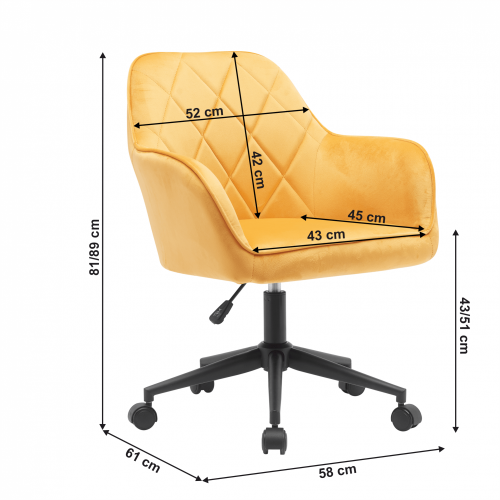 Krzesło biurowe, Tkanina Velvet żółto/czarny, SORILA NOWOŚĆ