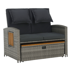 Garten-Rattansofa, grau/natur, MALORY