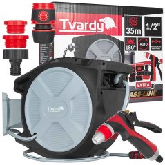Navíjací bubon s držiakom na stenu so záhradnou 1/2" hadicou 35 m, TVARDY