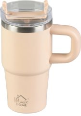 MagicHome hőszigetelő bögre, kávéhoz/teához, 550 ml, szalmával, rozsdamentes acél