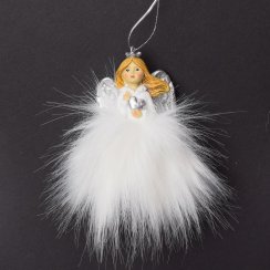 Viseći ukras anđeo LED 5,5x5,5x10 cm bijeli