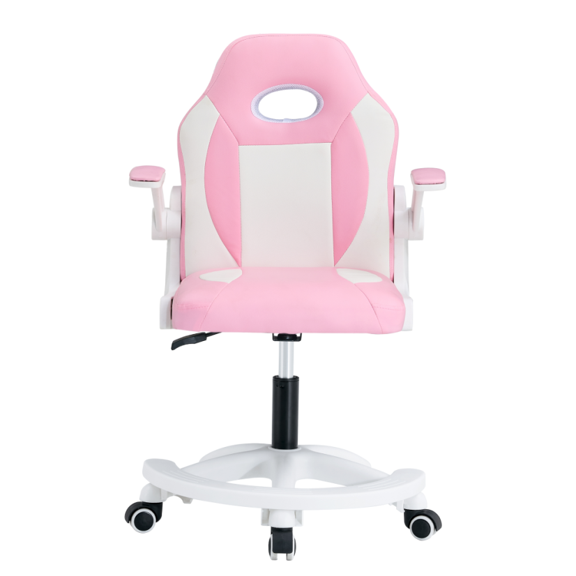 Vrtljiv stol, roza/bel, ODELIA