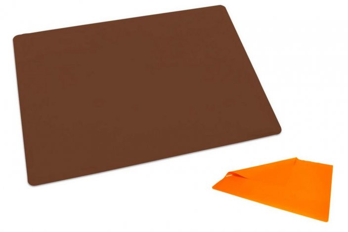 Podložka na cesto silikón 60x50x0,08cm oranžová / hnedá /