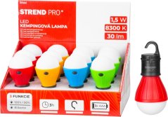 Strend Pro Lampa kempingowa C748, lampa kempingowa, kształt żarówki, 3xAAA, mix kolorów, Sellbox 12 szt.