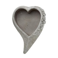 Poklopac srce ružičasto cementno sivo srebrno. 50x35x13 cm