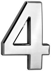 MagicHome Nummer „4“, Zuhause, mit Klebeband, silber, 70x100 mm, ABS