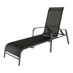 Polohovacie záhradné lehátko, čierna/sivá, ATREO