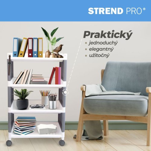 Półka MagicHome Rolly, plastik, 4 półki, 49x29x75,5 cm, na kółkach (akce)