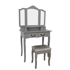 Schminktisch mit Hocker, grau/silber, REGINA NEU