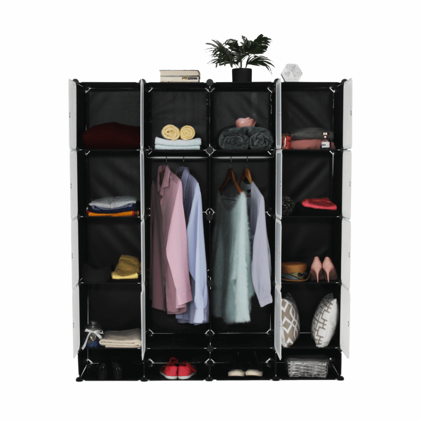 Modularni ormarski organizator, crna/mliječno bijela, RODAN TIP 2
