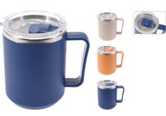 Pahar termo din oțel inoxidabil cu mâner 420 ml mix de culori