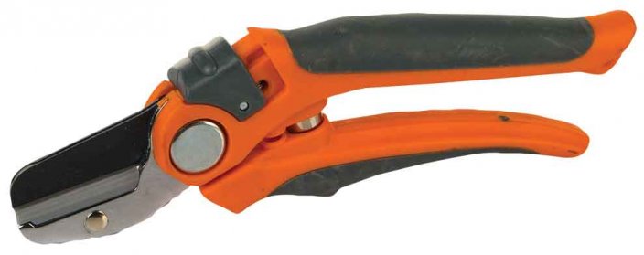 Nůžky zahradnické kovadlinové 185 mm s pojistkou, černo-oranžové, RAMP