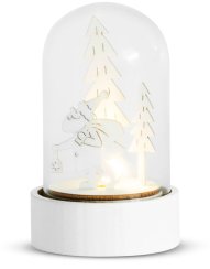Dekorace MagicHome Vánoce Woodeco, Santa ve skle, 1xLED, 5x10 cm