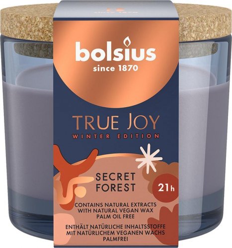 True Joy Secret Forest bolsius gyertya, illatos, 66/83 mm, üvegben