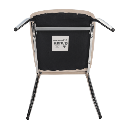 Krzesło do jadalni, beżowa tkanina Dulux Velvet/chrom, OLIVA NEW