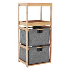 Polc, lakkozott bambusz/szürke szövet, KELANA (akció)