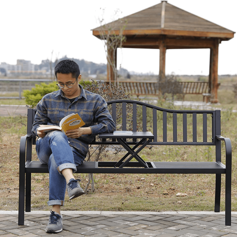 Vrtna klupa sa stolom, crna, DAGNO