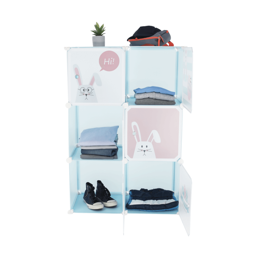 Modularer Kinderschrank, blau/Kindermuster, EDRIN