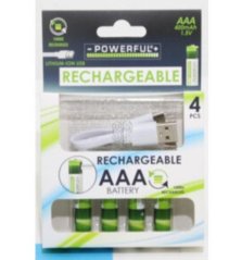 Monocella/akkumulátor újratölthető AAA 400mAh 1.5V, LITIUM-ION, 4db, USB-C