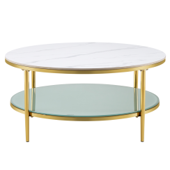 Couchtisch, Marmor hell/Milchig/Gold Chrom-Gold, ENION 2 NEU