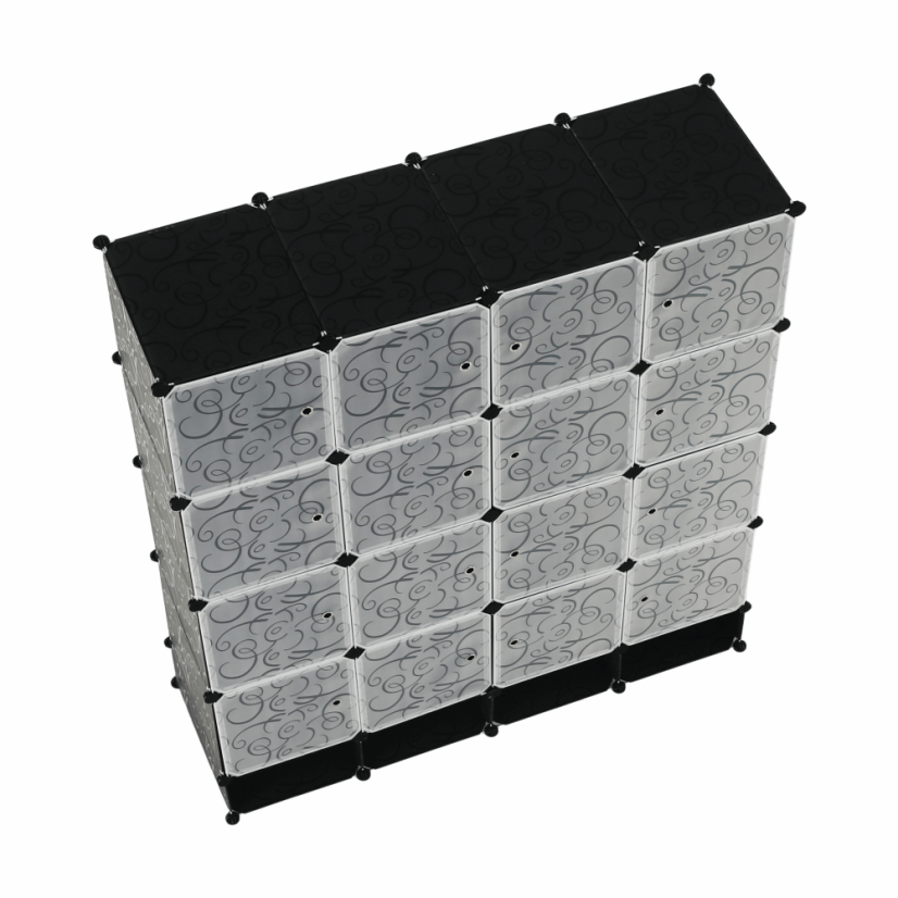 Modularni ormarski organizator, crna/mliječno bijela, RODAN TIP 2