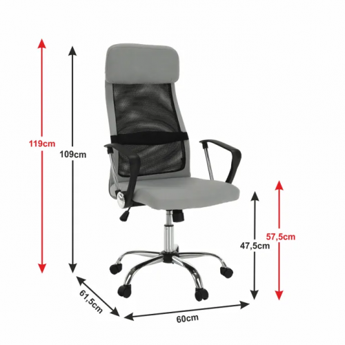 Krzesło biurowe, szary/czarny, FABRY NEW