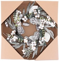 MagicHome Weihnachtskranz, mit schneebedeckten Zweigen, 60x60x14 cm