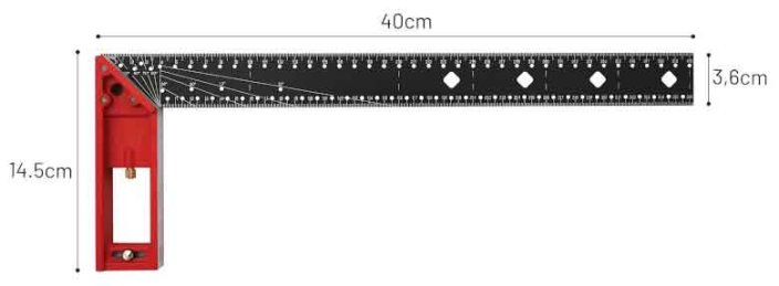 Úhelník truhlářský, nastavitelný 400 mm, 10-90°, PRO-TECHNIK