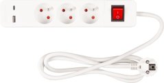Kabel Strend Pro LG-FB603K, L-1,4 m, Verlängerung, 3x Buchse + Schalter, USB