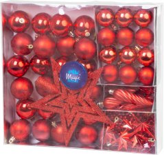 MagicHome Weihnachtskugeln, Set, 50 Stück, 4-5 cm, rot, Stern, Girlande, Kegel, für den Weihnachtsbaum (akce)