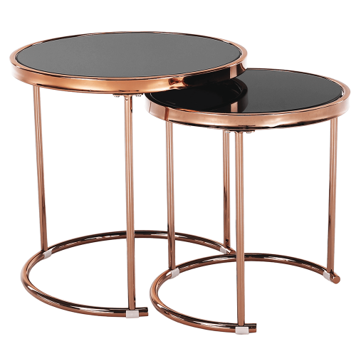 Klubske mizice, set 2, roza zlato krom roza/črna, MORINO