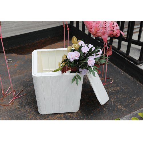 Garten-Aufbewahrungsbox/Beistelltisch, weiß, IBLIS