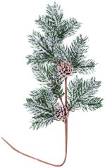 MagicHome Weihnachtszweig, natur, mit Tannenzapfen, schneebedeckt, 63 cm
