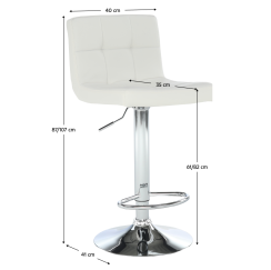 Barová stolička, biela ekokoža/chróm, KANDY NEW