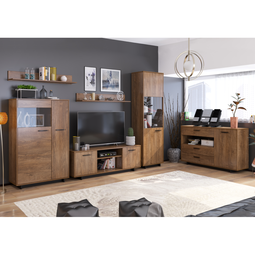 Komoda, dub bolzano / černá, DELIS K